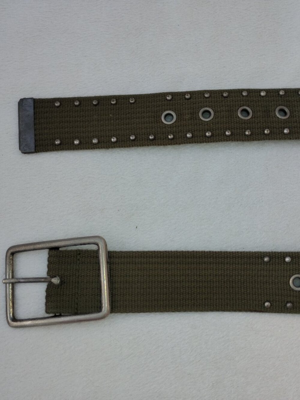2 Lot Women's S Belts Olive Drab Studded & Bone Faux Turquoise Belt accessory - Picture 12 of 16